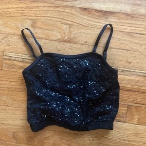 Weissman Sequin Black Crop Top for Jazz Contemporary Dance Competition